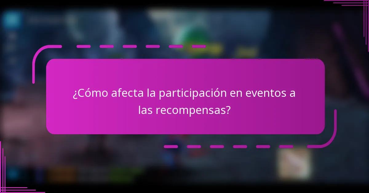 ¿Cómo afecta la participación en eventos a las recompensas?