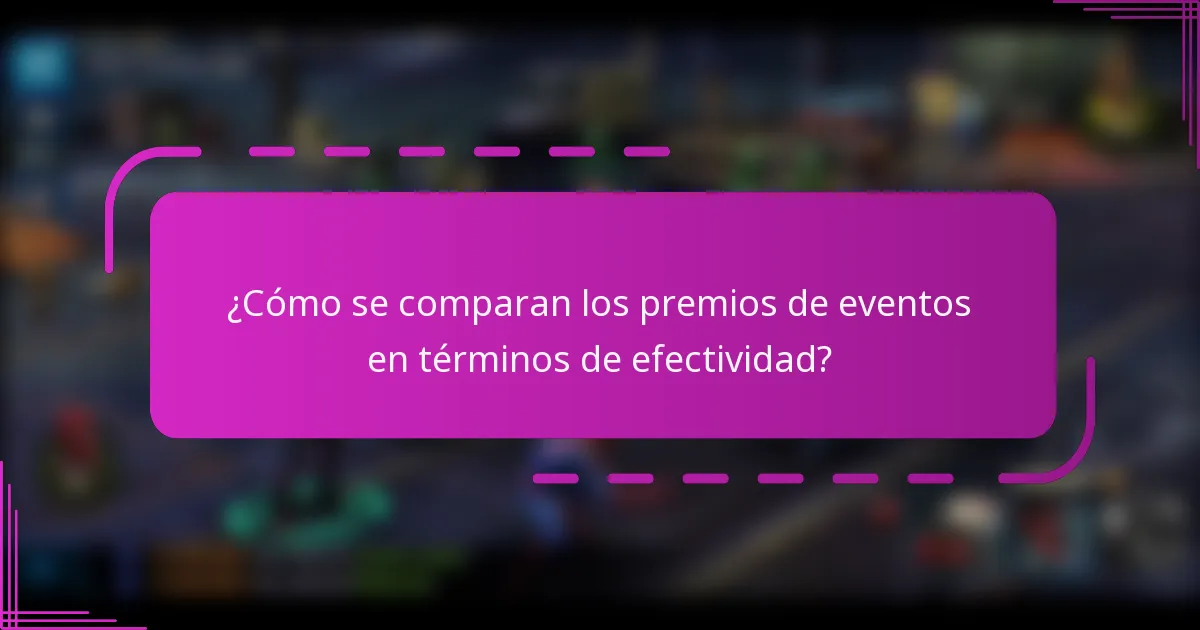 ¿Cómo se comparan los premios de eventos en términos de efectividad?