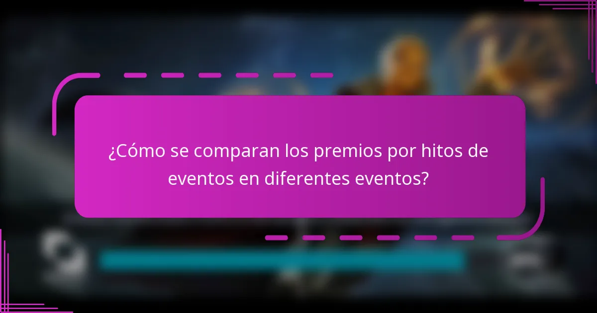 ¿Cómo se comparan los premios por hitos de eventos en diferentes eventos?